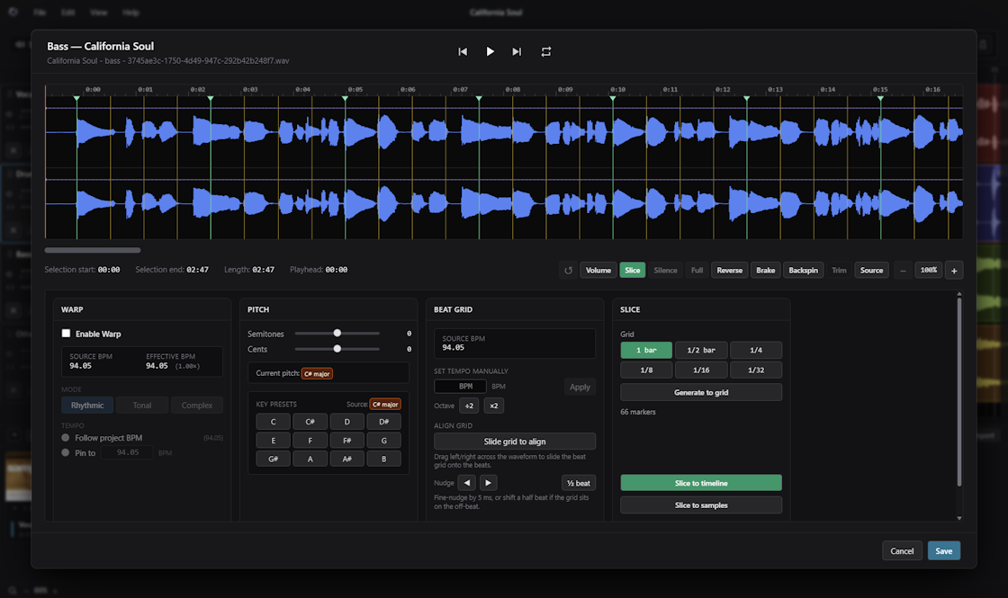 The Clip Editor window