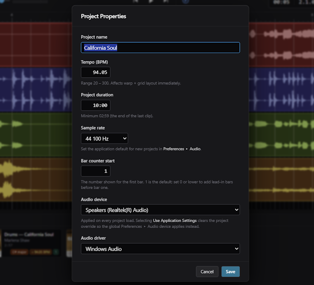 The Project Properties dialog