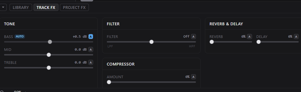 The Track FX panel with its effect modules