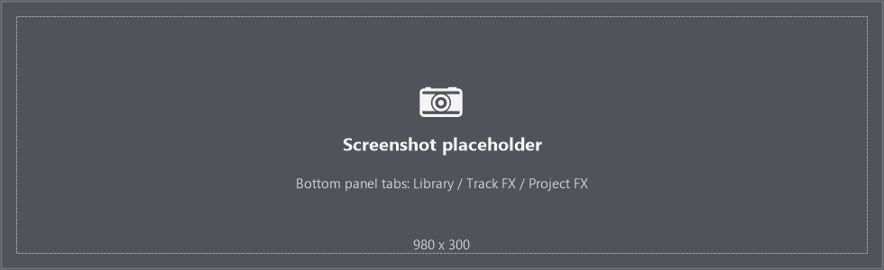 The bottom panel showing the Library, Track FX, and Project FX tabs
